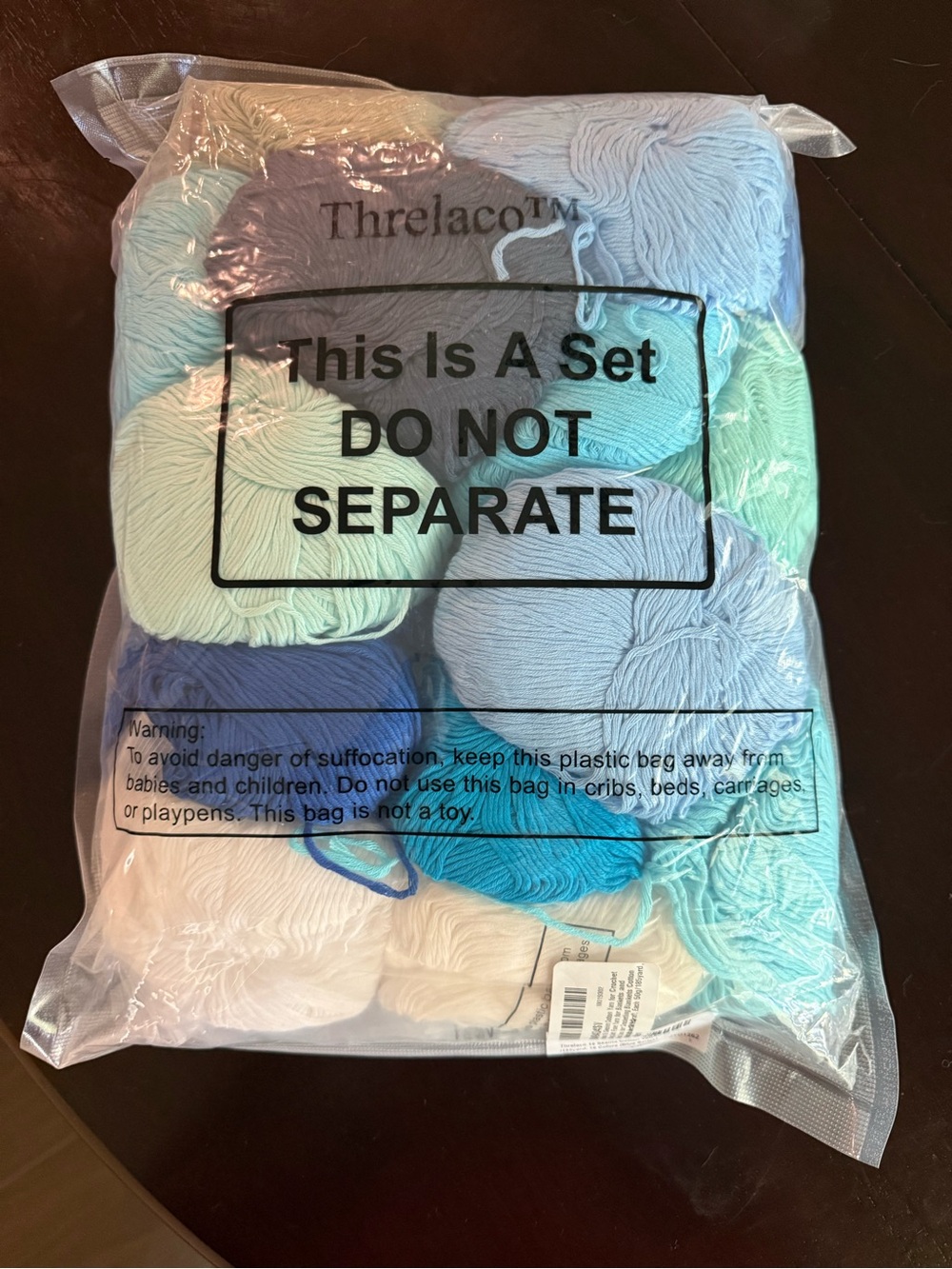 Threlaco 16 skeins Cotton Yarn Blue Series